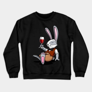 Cute Rabbit Wine Drinking Bunny Party Crewneck Sweatshirt